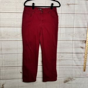 Lee Relaxed Fit Straight Leg Maroon Pants Womens 12 Short Cotton Blend